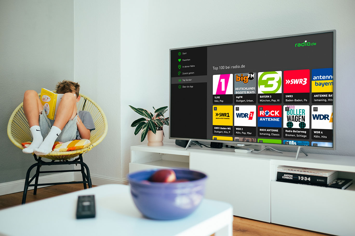 radio.de auf einem Smart TV